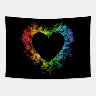 LGBTQ Pride Heart Outline Tapestry
