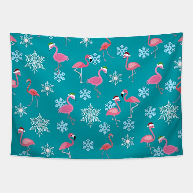 christmas with flamingo Tapestry by Aekasit weawdee