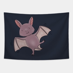 Cute happy baby bat flying cartoon illustration Tapestry