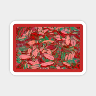 Pink Red and Green Fallen Leaves Magnet