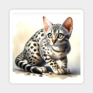 Egyptian mau Watercolor Kitten - Cute Kitties Magnet