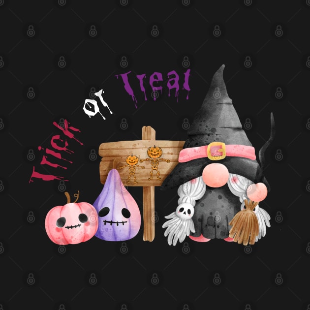 Trick or Treat Halloween! Cute Gnomes Halloween Pumpkin Spooky Season Autumn Vibes Halloween Thanksgiving by BellaPixel