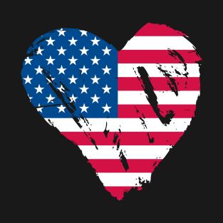 Heart Shape USA American Flag Patriot T-Shirt