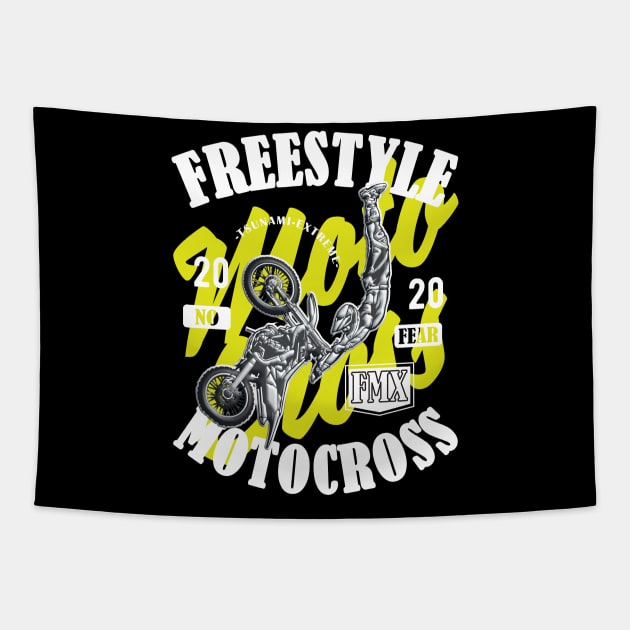 Freestyle Motocross FMX No Fear Yellow Tapestry by Hariolf´s Mega Store