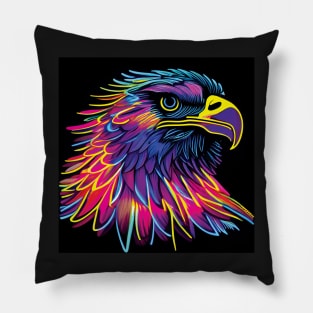 Bald Eagle in Luminous Rainbow Colours Pillow