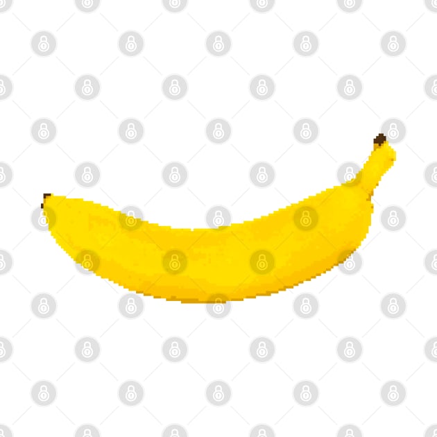 Yellow pixelated banana isolated by EvgeniiV