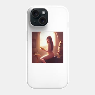 Nude girl reading her book Phone Case