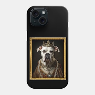 Regal White Boxer - Medieval German Queen  (Framed) Phone Case