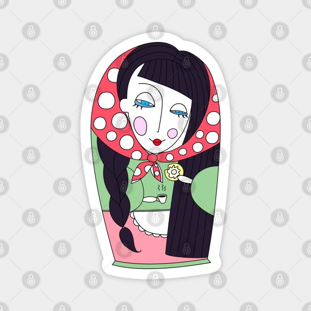 Matryoshka doll (black) Magnet by Go go