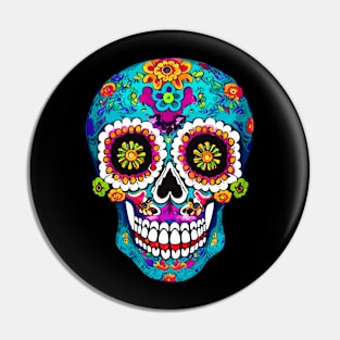 Sugar Skull Drawing Multicolored Pin