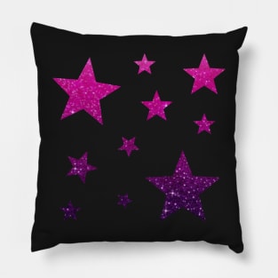 Pink Purple Ombre Faux Glitter Stars Pillow