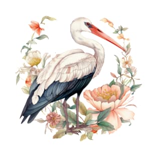 Watercolor Stork Bird T-Shirt