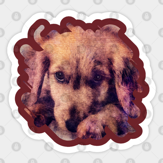 Golden Retriever Puppy Sketch Digital Art Golden Retriever Sticker Teepublic Au