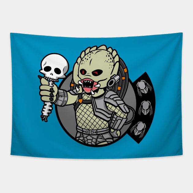 Cool Cute Alien Sci-fi Warrior Gaming Video Game Mascot Mashup Tapestry by BoggsNicolas