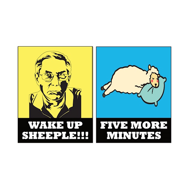 Ironic Wake Up Sheeple with sleepy sheep Design by Watersolution