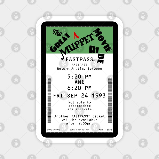 The Great MUPPET Movie Ride Fastpass Magnet by Florida Project