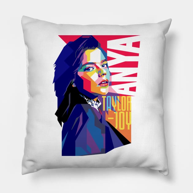 Anya Taylor-Joy Pop Art Pillow by Laksana Ardie Store