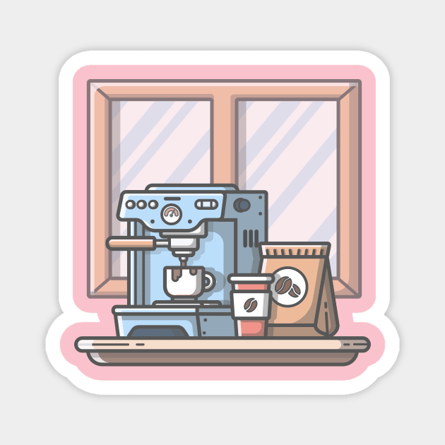 Coffee Machine Cartoon Magnet by Catalyst Labs