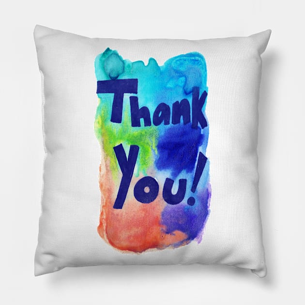 Thank You Watercolor Pillow by saradaboru