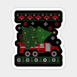 Xmas Firefighter Ugly Sweater Style Funny Xmas Gift Magnet