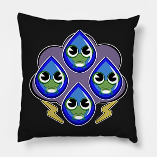 Raining Kawaii Frogs, Thunderstorm Rain Fall Pillow