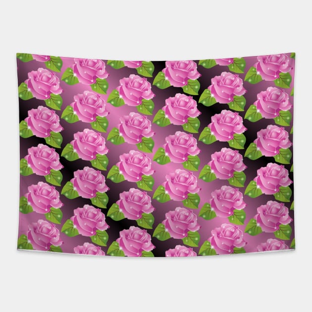 Pink Sparkly Roses Pattern Tapestry by Designoholic
