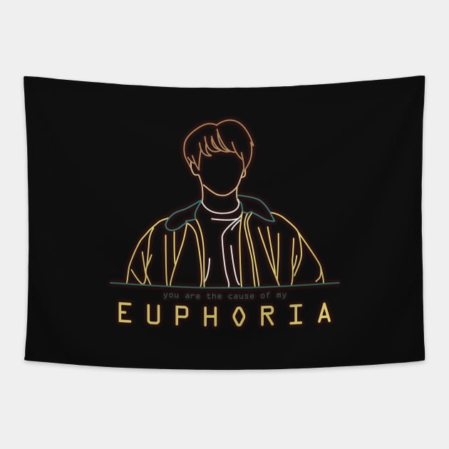 BTS JUNGKOOK EUPHORIA LINE ART Tapestry by moritajung