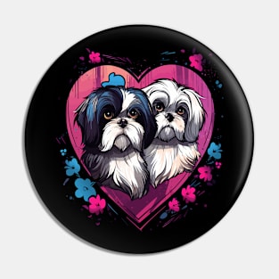 Shih Tzu Couple Valentine Pin