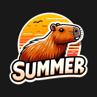 Cute summer capybara on the beach T-Shirt