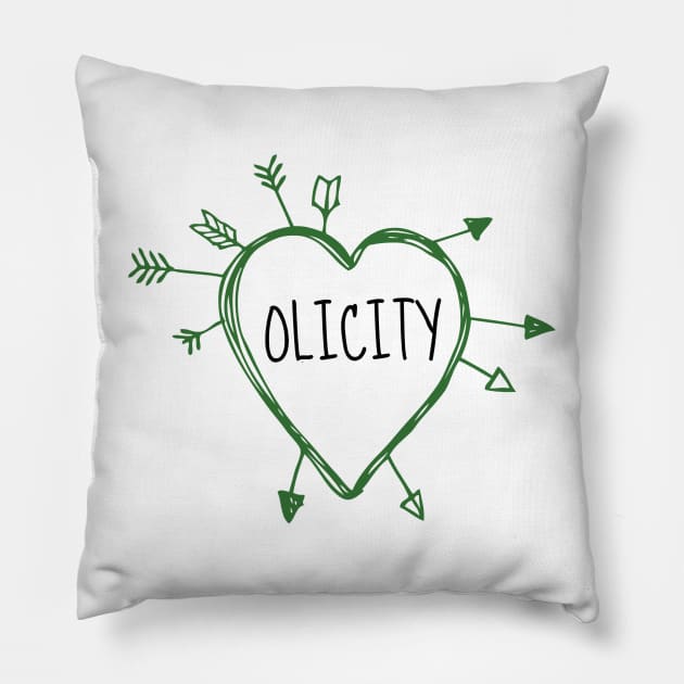 Olicity - Heart with Green Arrows Doodle Pillow by FangirlFuel