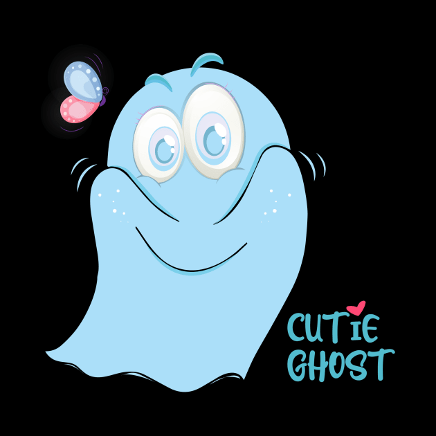 Cute funny ghost halloween with butterfly by Qprinty