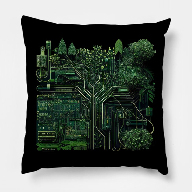 Plant Life Circuit Board 2 Pillow by Tees by JRW