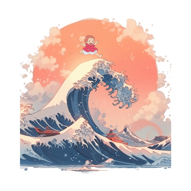 The great wave Hokusai Anime Japanese art by geekmethat