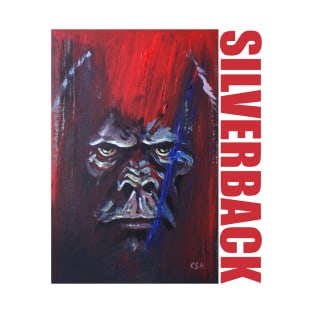 SILVERBACK GORILLA in RED and BLUE T-Shirt