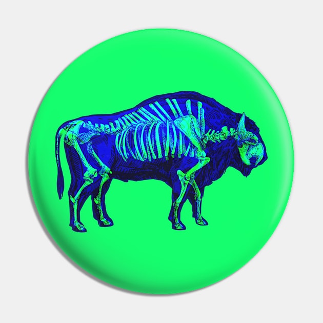 Bison Skeleton Interactive Green&Blue Filter T-Shirt By Red&Blue Pin by RedAndBlue