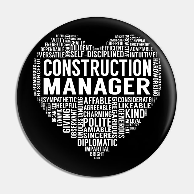 Construction Manager Heart Pin by LotusTee