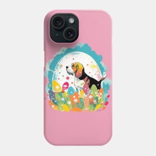 Beagle Hound Dog Easter Eggs Spring Floral Flowers Painting Dog Lover Art Phone Case