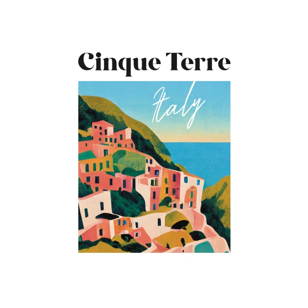 Abstract Cinque Terre Gouache Travel Poster Retro Wall Art Illustration by BetterManufaktur