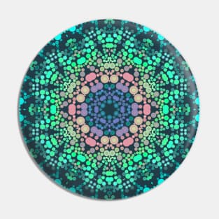 Dot Mandala Flower Blue Green and Pink Pin