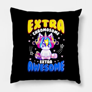 Extra Chromosome Extra Awesome Cute Unicorn Down Awareness Pillow