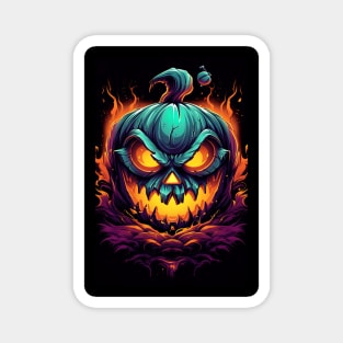 scary smiling pumpkin, halloween design Magnet