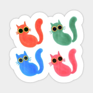 These Four Cats Stare At Everything Magnet