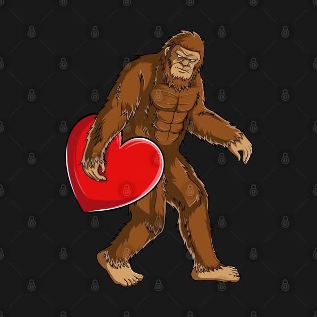 Bigfoot Sasquatch Heart Valentines Day Gift Boys Kids by HCMGift