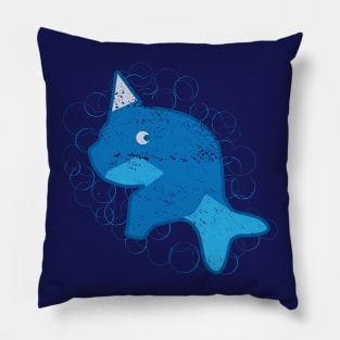 Narwhal Blue Horned Whale Pillow