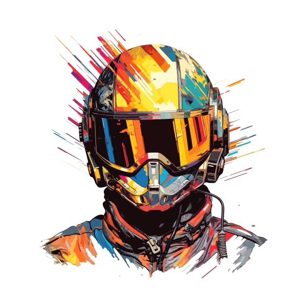 Man With Helmet Video Game Character Futuristic Warrior Portrait  Abstract by Cubebox