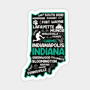 Carmel Indiana cute map Indianapolis, Fort Wayne, Evansville, Carmel, South Bend, Fishers Magnet