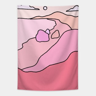 Pink mountain Landscape Cute Tapestry