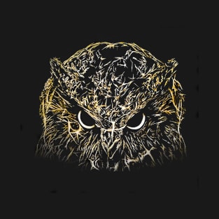 Gold Owl Acrylic Painting T-Shirt