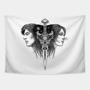 Man and woman in love with a dagger Tapestry