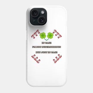 Luck and Superstition Poster - Lucky 7 and Four-Leaf Clovers - Inspirational Phrase Phone Case